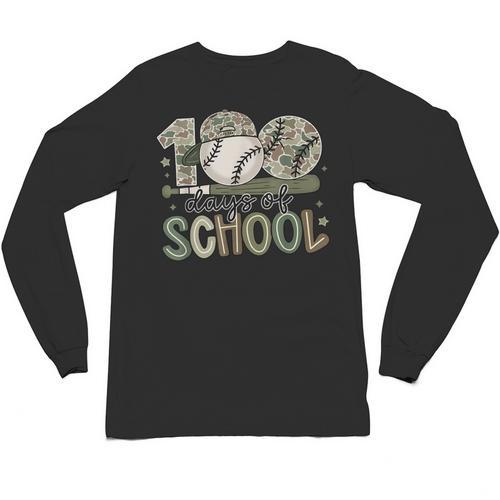 100 Days Of School Baseball Camo Celebration Unisex Long Sleeve T-Shirt - Sportilla