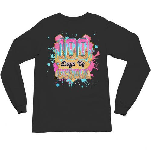 100 Days Of School Baseball Drip Boys Kids 100th Day Unisex Long Sleeve T-Shirt - Sportilla