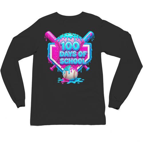 100 Days Of School Baseball Drip 100 Days For Boys And Kids Unisex Long Sleeve T-Shirt - Sportilla