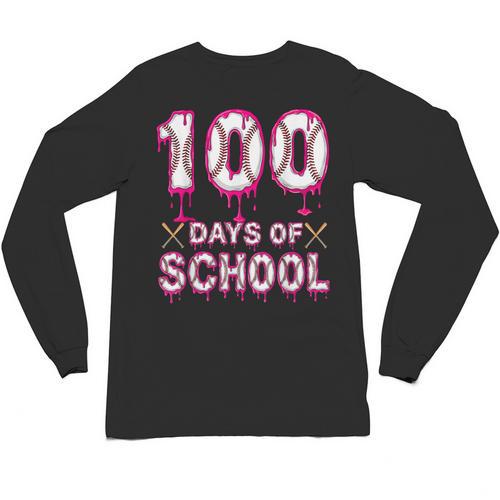 100 Days Of School Baseball Ice Cream Drip 100th Day Boys Unisex Long Sleeve T-Shirt - Sportilla