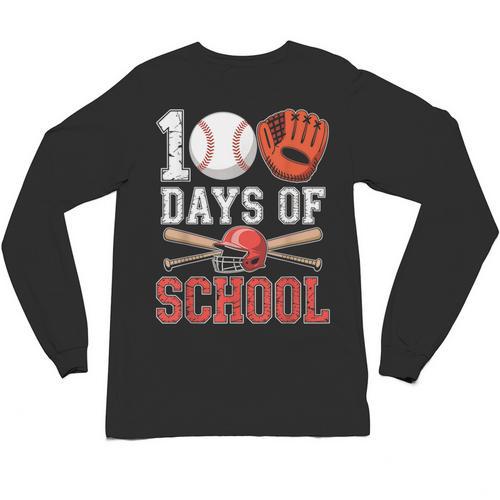 100 Days Of School Baseball Player Teacher Student Unisex Long Sleeve T-Shirt - Sportilla