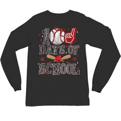 100 Days Of School Baseball Teacher 100 Days Smarter Student Unisex Long Sleeve T-Shirt - Sportilla