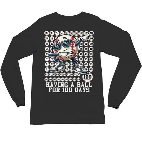 100 Days Of School Boys Dabbing Baseball 100th Day Of School Unisex Long Sleeve T-Shirt - Sportilla