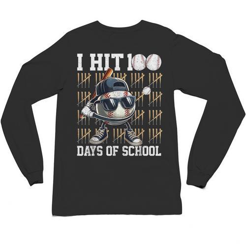 100 Days Of School Boys Kids 100th Day Balls Baseball Kids Unisex Long Sleeve T-Shirt - Sportilla