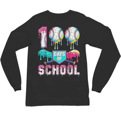 100 Days Of School Boys Kids 100th Day Of School Baseball Unisex Long Sleeve T-Shirt - Sportilla