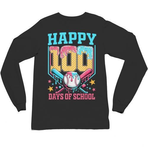 100 Days Of School Kids Baseball Drip 100th Day Of School Unisex Long Sleeve T-Shirt - Sportilla