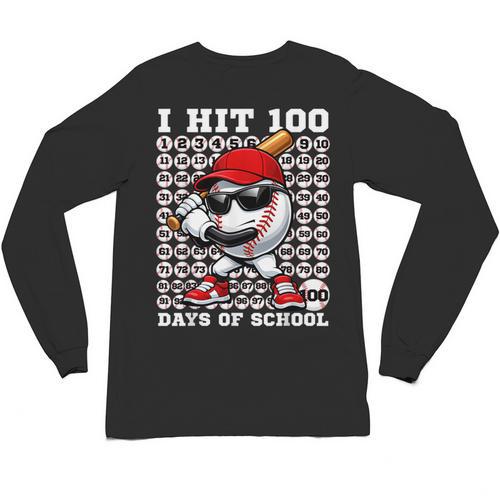 100 Days Of School Retro Baseball Sport For Boys Teachers Unisex Long Sleeve T-Shirt - Sportilla