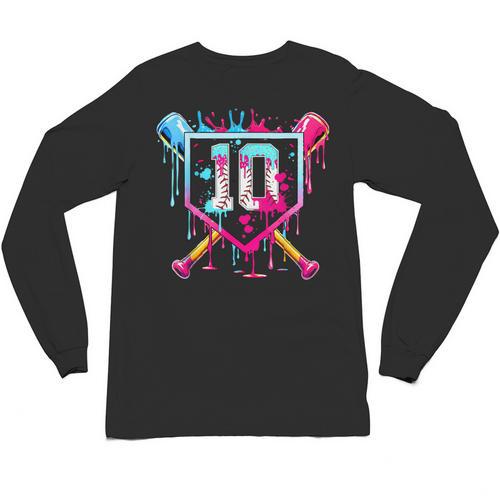 10th Birthday Boys Baseball Ice Cream Drip Boys Baseball Unisex Long Sleeve T-Shirt - Sportilla