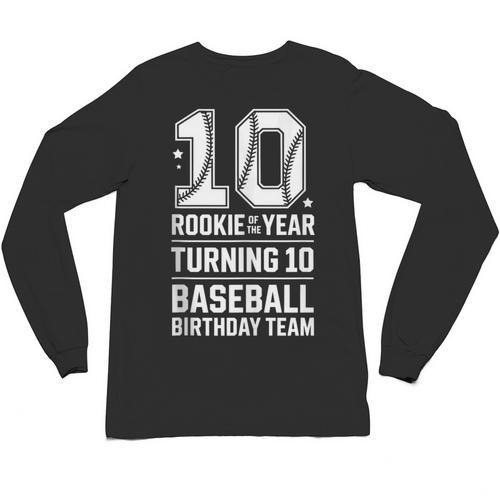 10th Birthday Rookie Of The Year Baseball Double Digit Humor Unisex Long Sleeve T-Shirt - Sportilla