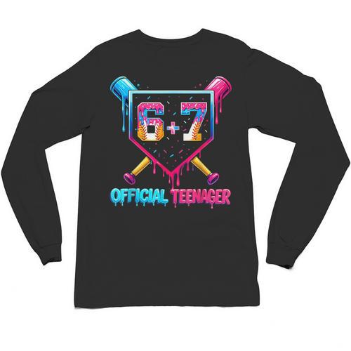 13th Birthday Official Teenager 67 Baseball Drip Boys Unisex Long Sleeve T-Shirt - Sportilla