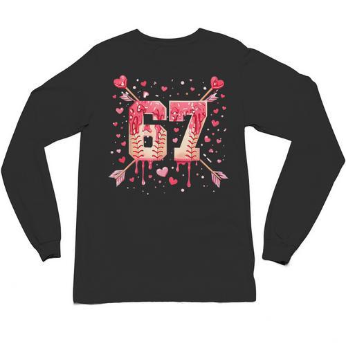 6 7 Melting Number Arrow Baseball Drip Valentine's Day Unisex Long Sleeve T-Shirt - Sportilla