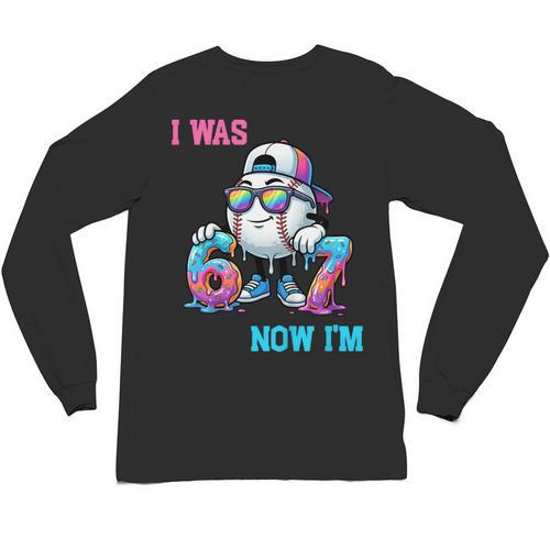 I Was 6 Now I'm 7 Baseball Birthday Drip Ice Cream Boy Unisex Long Sleeve T-Shirt - Sportilla