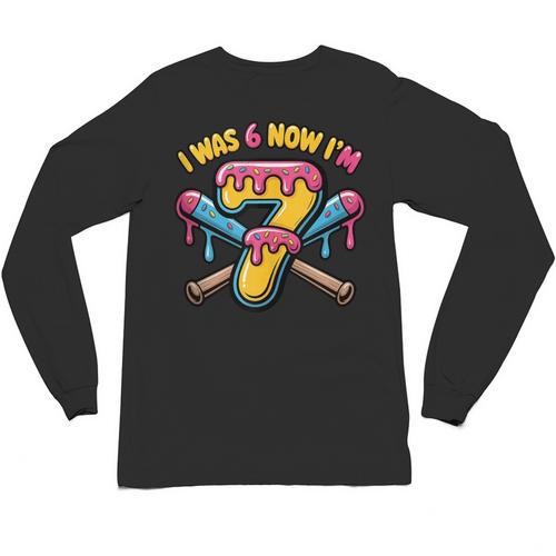 I Was 6 Now I'm 7 Dripping Ice Cream Baseball 67 Drip Unisex Long Sleeve T-Shirt - Sportilla