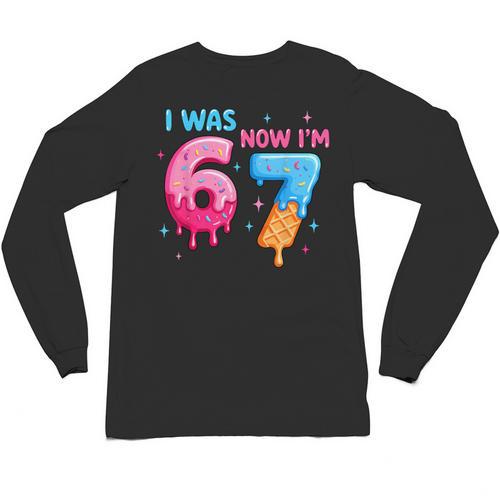 I Was 6 Now I'm 7 Meme Six Seven Baseball 7th Birthday Unisex Long Sleeve T-Shirt - Sportilla