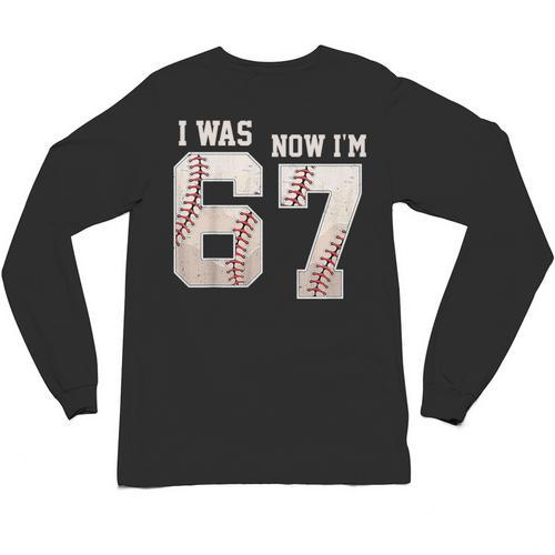 I Was 6 Now I'm 7 Year Old Birthday 67 Meme Baseball Bday Unisex Long Sleeve T-Shirt - Sportilla