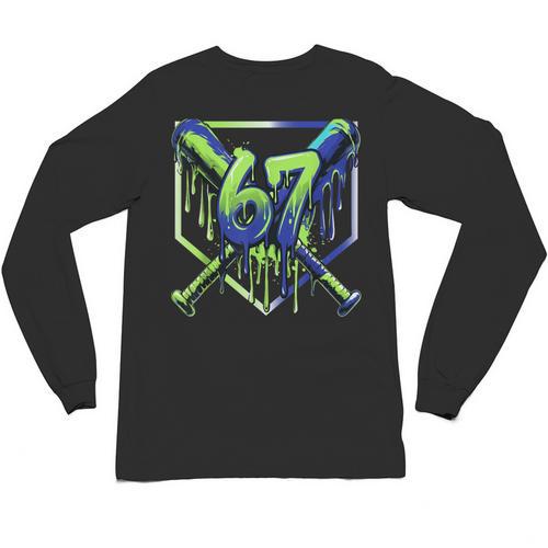 67 Baseball Drip Effect Urban Tee Style 6-7 Meme Graphic Unisex Long Sleeve T-Shirt - Sportilla