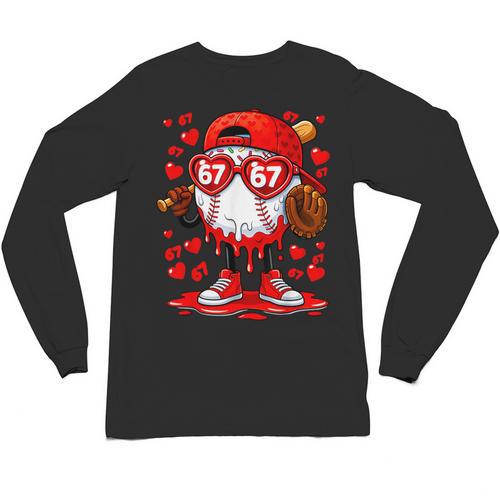 67 Baseball Drip Valentine's Day Unisex Long Sleeve T-Shirt - Sportilla