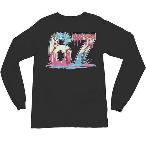 67 Baseball Ice Cream Drip Meme Six Seven Gen Alpha Unisex Long Sleeve T-Shirt - Sportilla