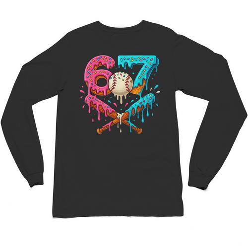 67 Ice Cream Drip Baseball Meme – Six Seven Gen Alpha Unisex Long Sleeve T-Shirt - Sportilla