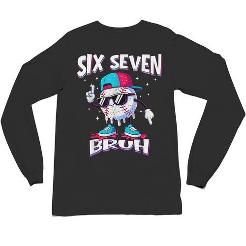 67 Meme Six Seven Baseball Ice Cream Drip Girls Boys Unisex Long Sleeve T-Shirt - Sportilla