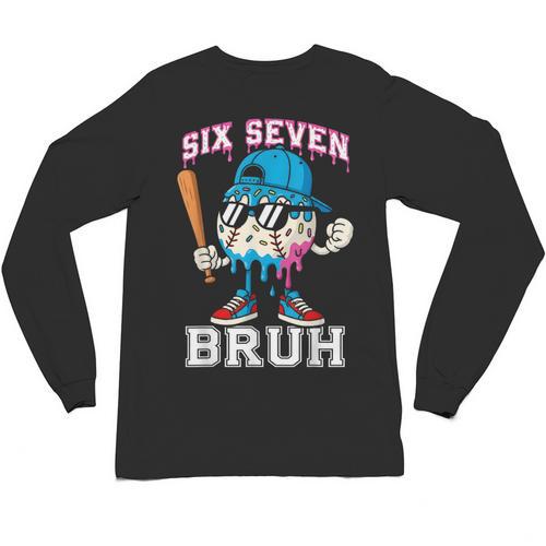67 Six Seven Baseball Ice Cream Drip Number 67 Player Unisex Long Sleeve T-Shirt - Sportilla