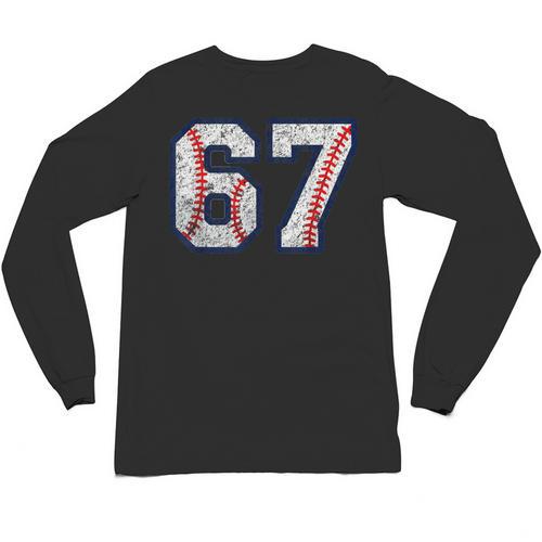 67 Sports Meme – Baseball Number 6 7 Unisex Long Sleeve T-Shirt - Sportilla
