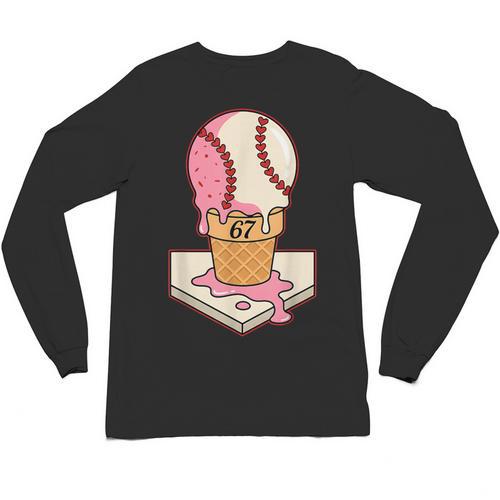 67 Tee Baseball Creamy Dripping Graphic Sixty-Seven Clothes Unisex Long Sleeve T-Shirt - Sportilla