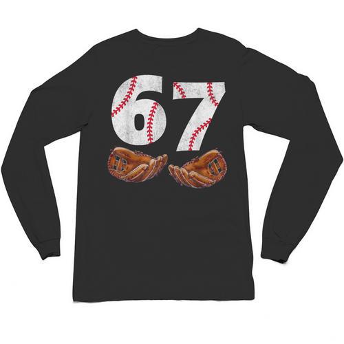 67 Trend Baseball Glove Number Style Unisex Long Sleeve T-Shirt - Sportilla