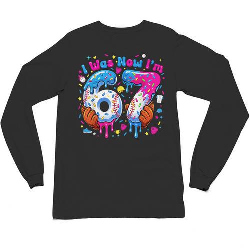 7th Birthday I Was 6 Now I'm 7 Baseball Ice Cream Drip Unisex Long Sleeve T-Shirt - Sportilla