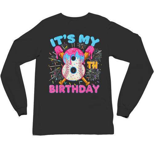 8th Birthday Baseball 8 Year Old Ice Cream Drip Boy Baseball Unisex Long Sleeve T-Shirt - Sportilla