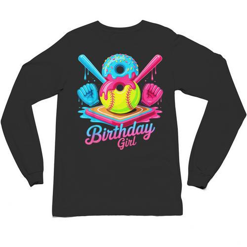 8th Birthday Baseball Ice Cream Drip 8 Years Old Girls B-Day Unisex Long Sleeve T-Shirt - Sportilla