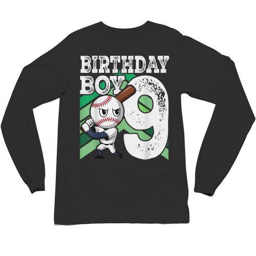 9th Birthday Baseball Birthday Party 9th Birthday Boy Unisex Long Sleeve T-Shirt - Sportilla