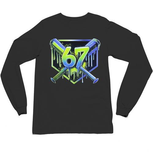 Awesome 67 Baseball Drip Effect Baseball 6-7 Meme Graphic Unisex Long Sleeve T-Shirt - Sportilla