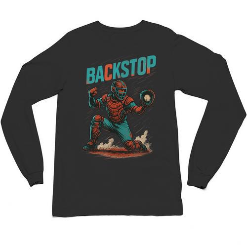 Backstop Catcher Baseball Graphic Unisex Long Sleeve T-Shirt - Sportilla