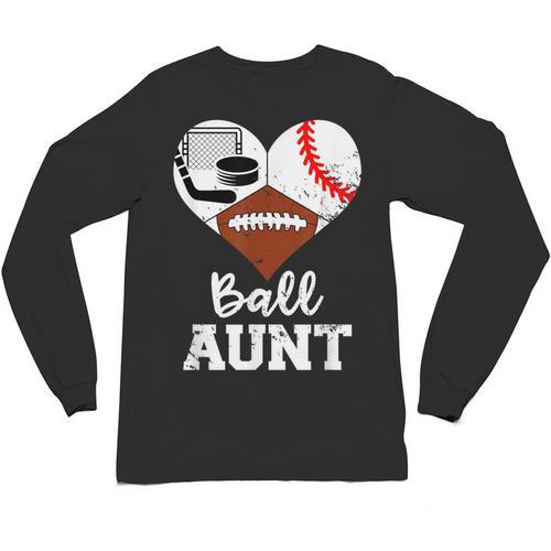 Ball Aunt Heart Football Baseball Hockey Game Day Unisex Long Sleeve T-Shirt - Sportilla