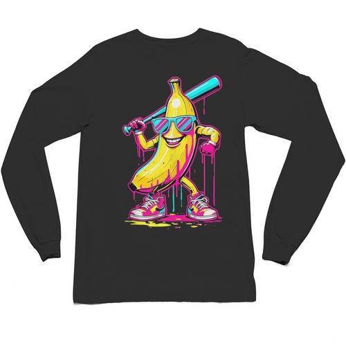 Banana With Baseball Bat Street Baseball Drip Unisex Long Sleeve T-Shirt - Sportilla