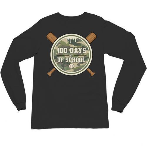 Baseball 100th Day Of School Camouflage Unisex Long Sleeve T-Shirt - Sportilla