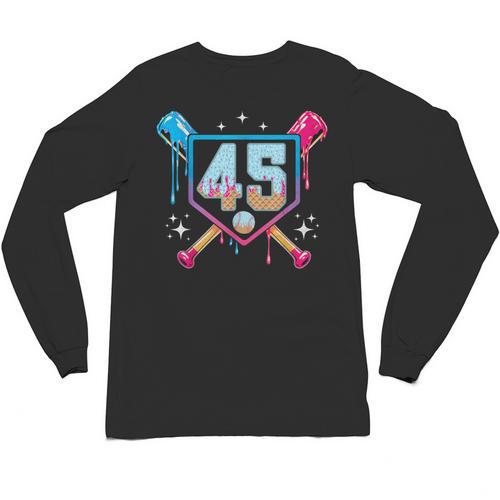 Baseball 45 Year Old Ice Cream Drip 45th Birthday Number 45 Unisex Long Sleeve T-Shirt - Sportilla