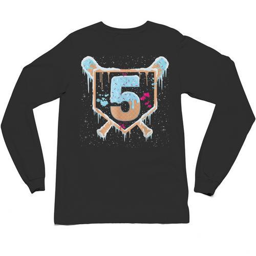 Baseball 5 Year Old Ice Cream Drip 5th Birthday Boy Number 5 Unisex Long Sleeve T-Shirt - Sportilla
