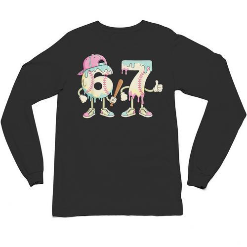 Baseball 67 Dripping Six Seven Drip Meme Ice Cream Boy Unisex Long Sleeve T-Shirt - Sportilla