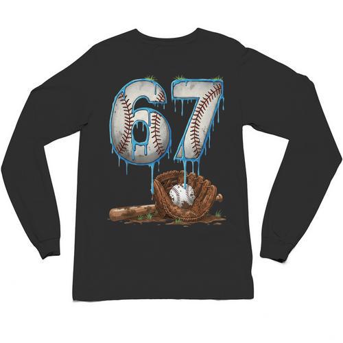 Baseball 67 Six Seven Meme 6-7 Drip Baseball Boys Men Unisex Long Sleeve T-Shirt - Sportilla