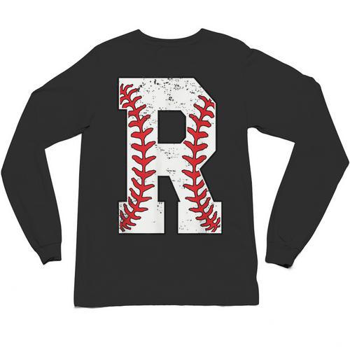 Baseball Alphabet Monogram Initial Letter R Unisex Long Sleeve T-Shirt - Sportilla