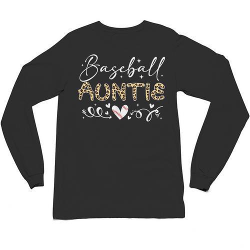 Baseball Auntie Leopard Baseball Heart Unisex Long Sleeve T-Shirt - Sportilla