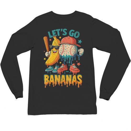 Baseball Banana Sports Drip Art For Kids Unisex Long Sleeve T-Shirt - Sportilla