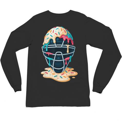 Baseball Catcher Mask Ice Cream Dripping Baseball Boy Youth Unisex Long Sleeve T-Shirt - Sportilla