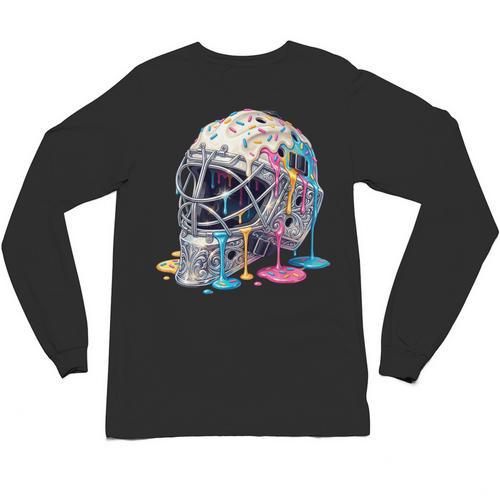 Baseball Catcher Mask Ice Cream Dripping Baseball Boys Unisex Long Sleeve T-Shirt - Sportilla