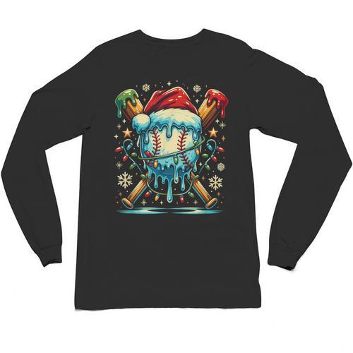 Baseball Drip Boys Youth Santa Christmas Baseball Unisex Long Sleeve T-Shirt - Sportilla