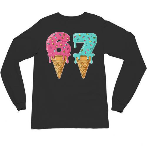 Baseball Drip Ice Cream 67 Baseball Unisex Long Sleeve T-Shirt - Sportilla