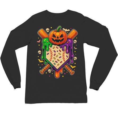 Baseball Drip Ice Cream Drip Halloween Baseball Lovers Unisex Long Sleeve T-Shirt - Sportilla