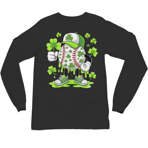 Baseball Drip Ice Cream Shamrock Irish St Patricks Men Unisex Long Sleeve T-Shirt - Sportilla